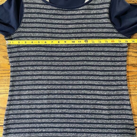 T By Talbots Long Sleeve Knit Sweater Dress Blue Stripe Women’s Medium Petite MP - Picture 4 of 6